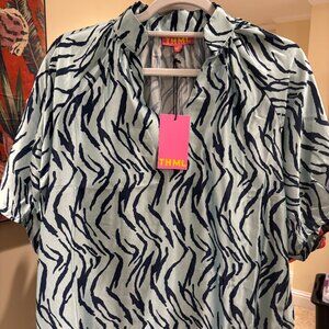 Aqua Zebra Stripe THML Top